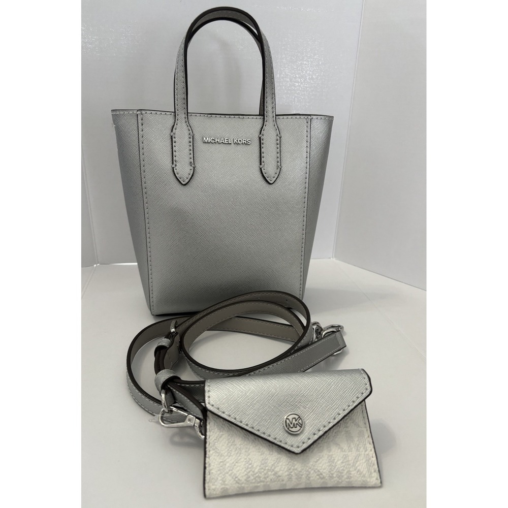 Michael kors Vincent Extra-Small Metallic Crossbody Bag With Logo Card Case NWT